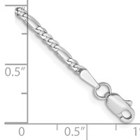 14K White Gold 2.25mm Flat Figaro Bracelet with Lobster Clasp, 7" view 3