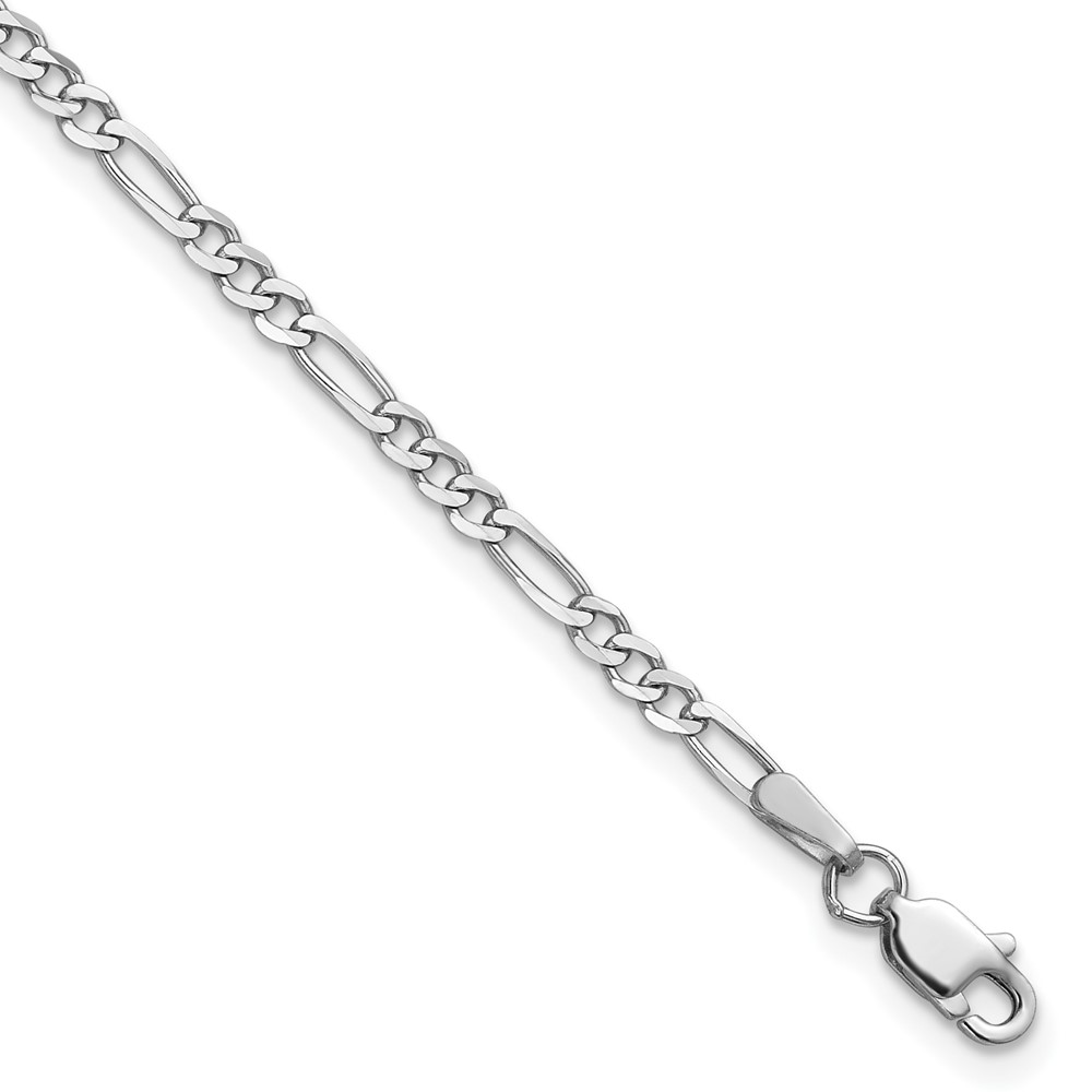 14K White Gold 10 inch 2.25mm Flat Figaro with Lobster Clasp Anklet (WFIG060-10)