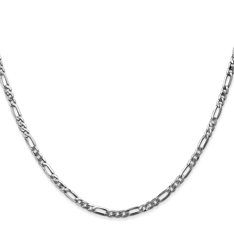 14K White Gold 18 inch 2.75mm Flat Figaro with Lobster Clasp Chain
