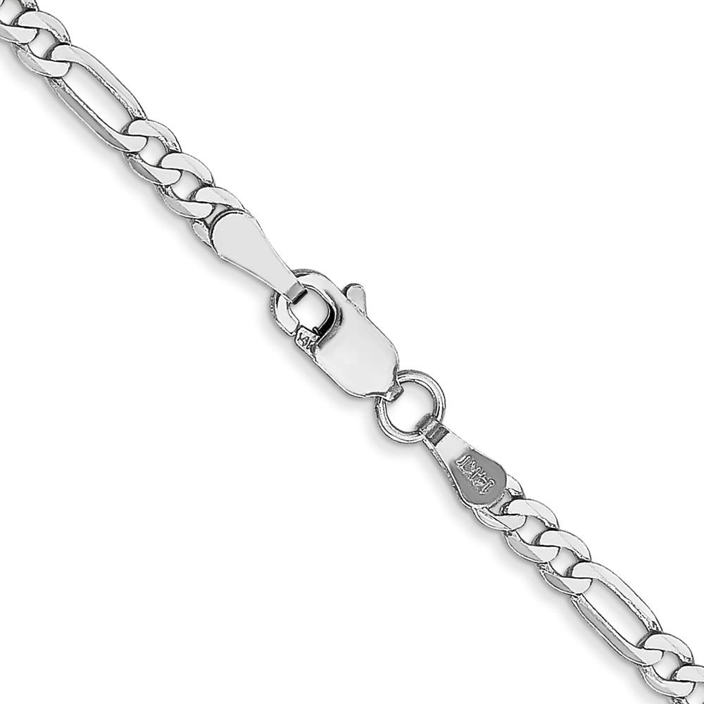 14K White Gold 24 inch 2.75mm Flat Figaro with Lobster Clasp Chain (WFIG070-24)