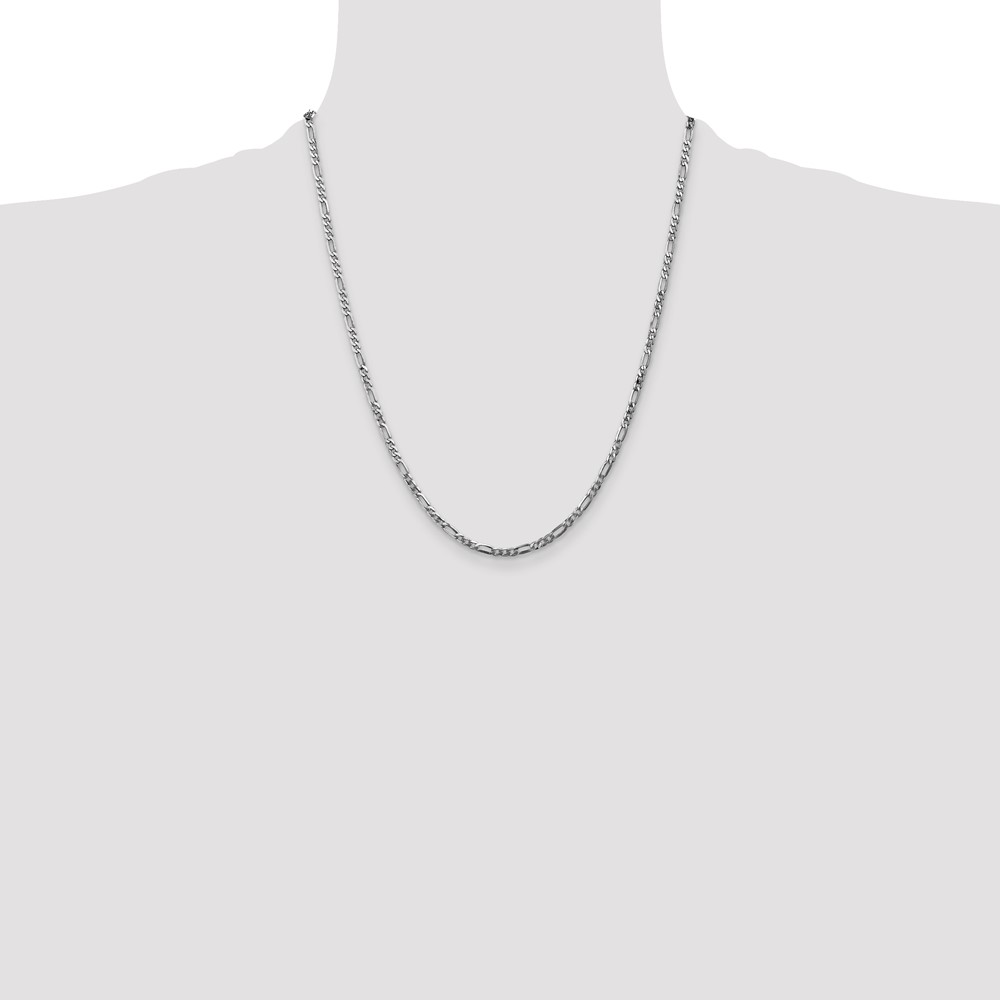 14K White Gold 22 inch 2.75mm Flat Figaro with Lobster Clasp Chain (WFIG070-22)