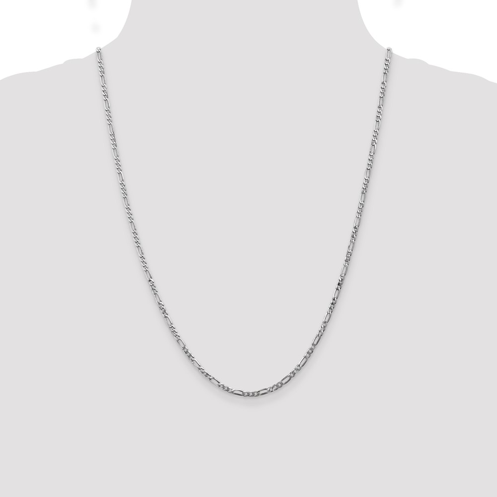 14K White Gold 24 inch 2.75mm Flat Figaro with Lobster Clasp Chain (WFIG070-24)