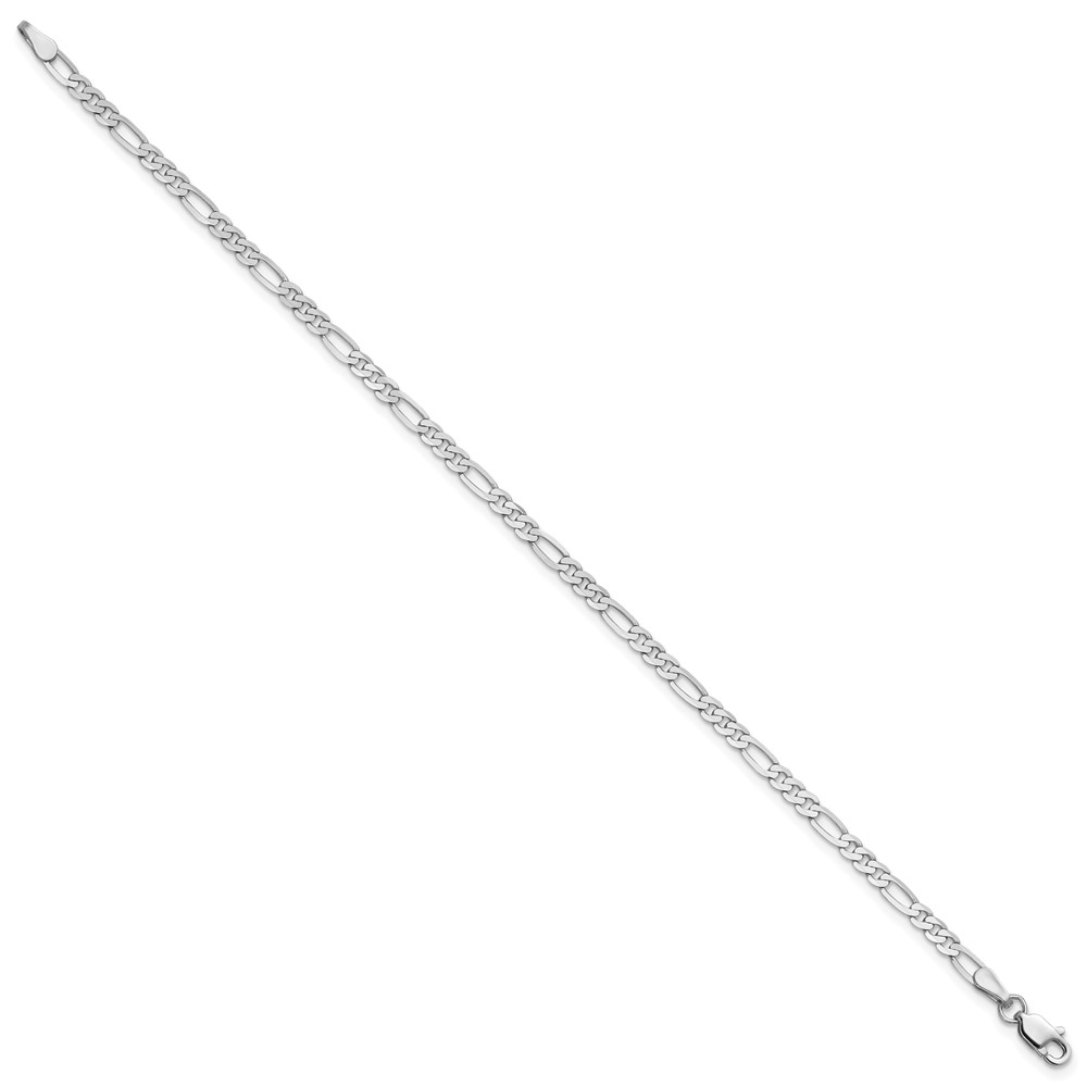 14K White Gold 9 inch  2.75mm Flat Figaro with Lobster Clasp Anklet (WFIG070-9)