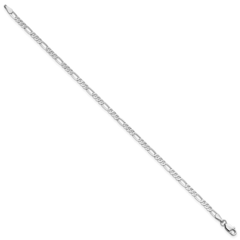 14K White Gold 9 inch  2.75mm Flat Figaro with Lobster Clasp Anklet