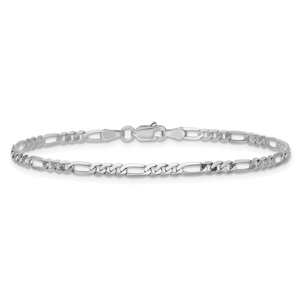 14K White Gold 9 inch  2.75mm Flat Figaro with Lobster Clasp Anklet (WFIG070-9)