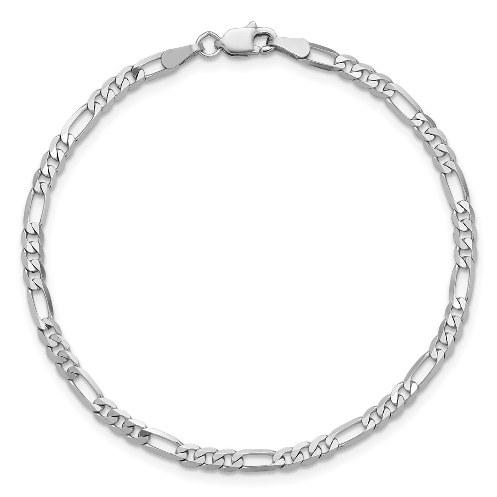 14K White Gold 9 inch  2.75mm Flat Figaro with Lobster Clasp Anklet (WFIG070-9)