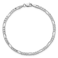 14K White Gold 2.75mm Flat Figaro Anklet with Lobster Clasp, 9" view 5