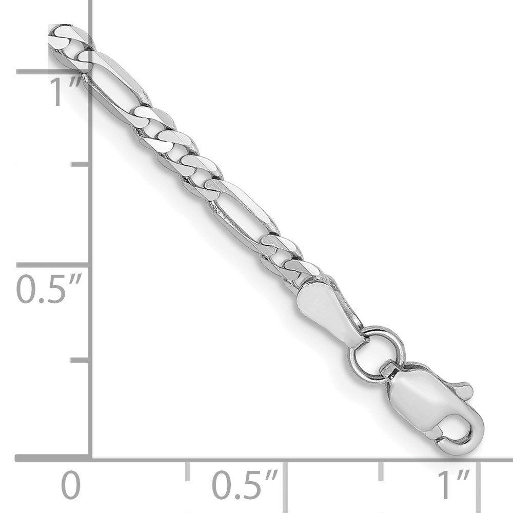 14K White Gold 9 inch  2.75mm Flat Figaro with Lobster Clasp Anklet (WFIG070-9)