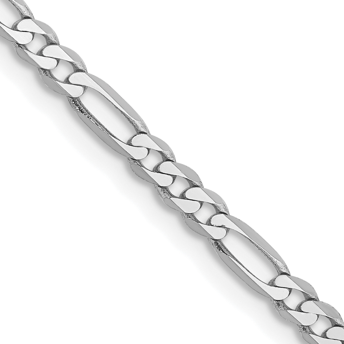 14K White Gold 24 inch 2.75mm Flat Figaro with Lobster Clasp Chain (WFIG070-24)
