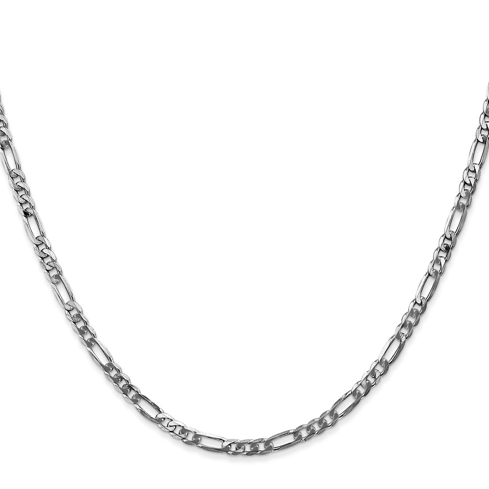 14K White Gold 24 inch 3mm Flat Figaro with Lobster Clasp Chain (WFIG080-24)