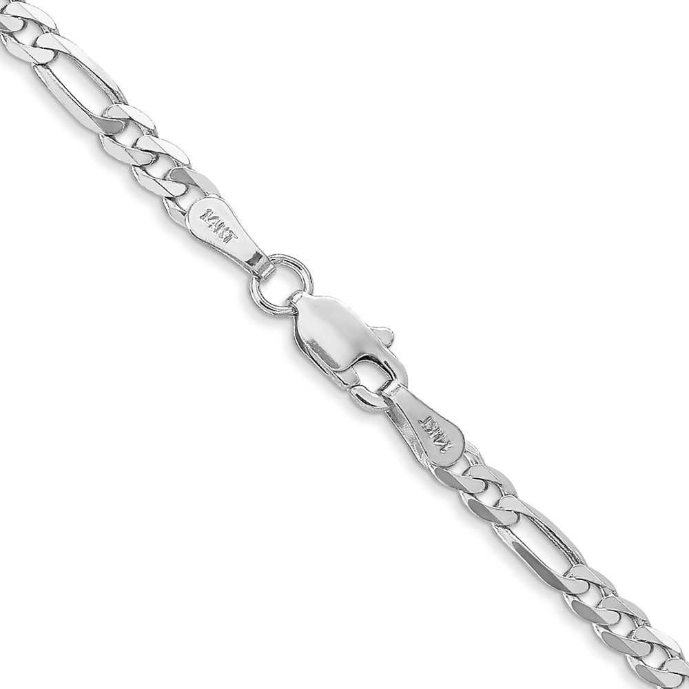 14K White Gold 24 inch 3mm Flat Figaro with Lobster Clasp Chain (WFIG080-24)