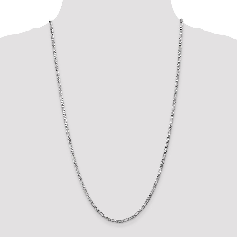 14K White Gold 20 inch 3mm Flat Figaro with Lobster Clasp Chain (WFIG080-20)