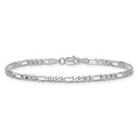 14K White Gold 3mm Flat Figaro Bracelet with Lobster Clasp - 7in view 4