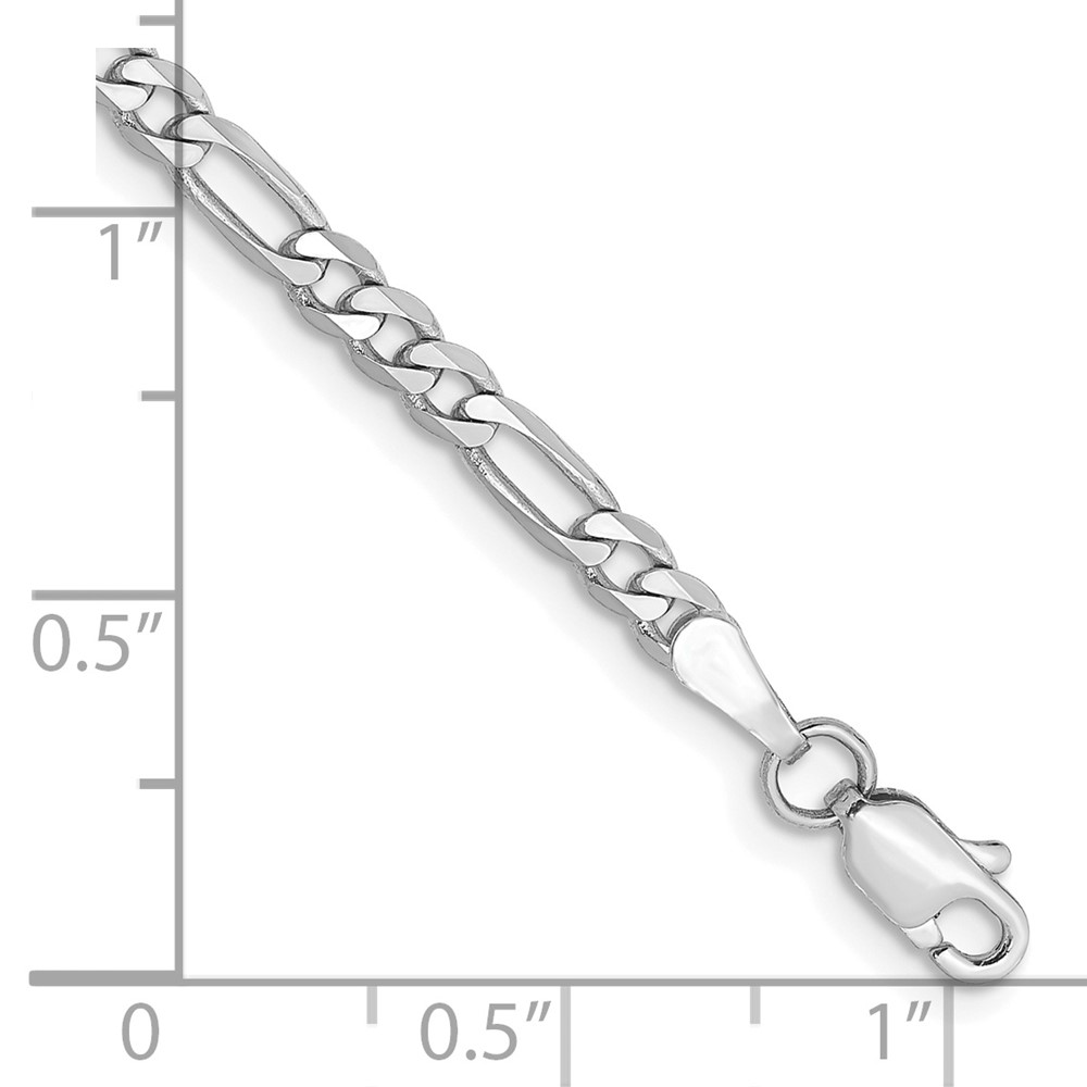 14K White Gold 7 inch 3mm Flat Figaro with Lobster Clasp Bracelet (WFIG080-7)