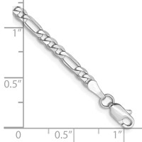 14K White Gold 3mm Flat Figaro Bracelet with Lobster Clasp - 7in view 3