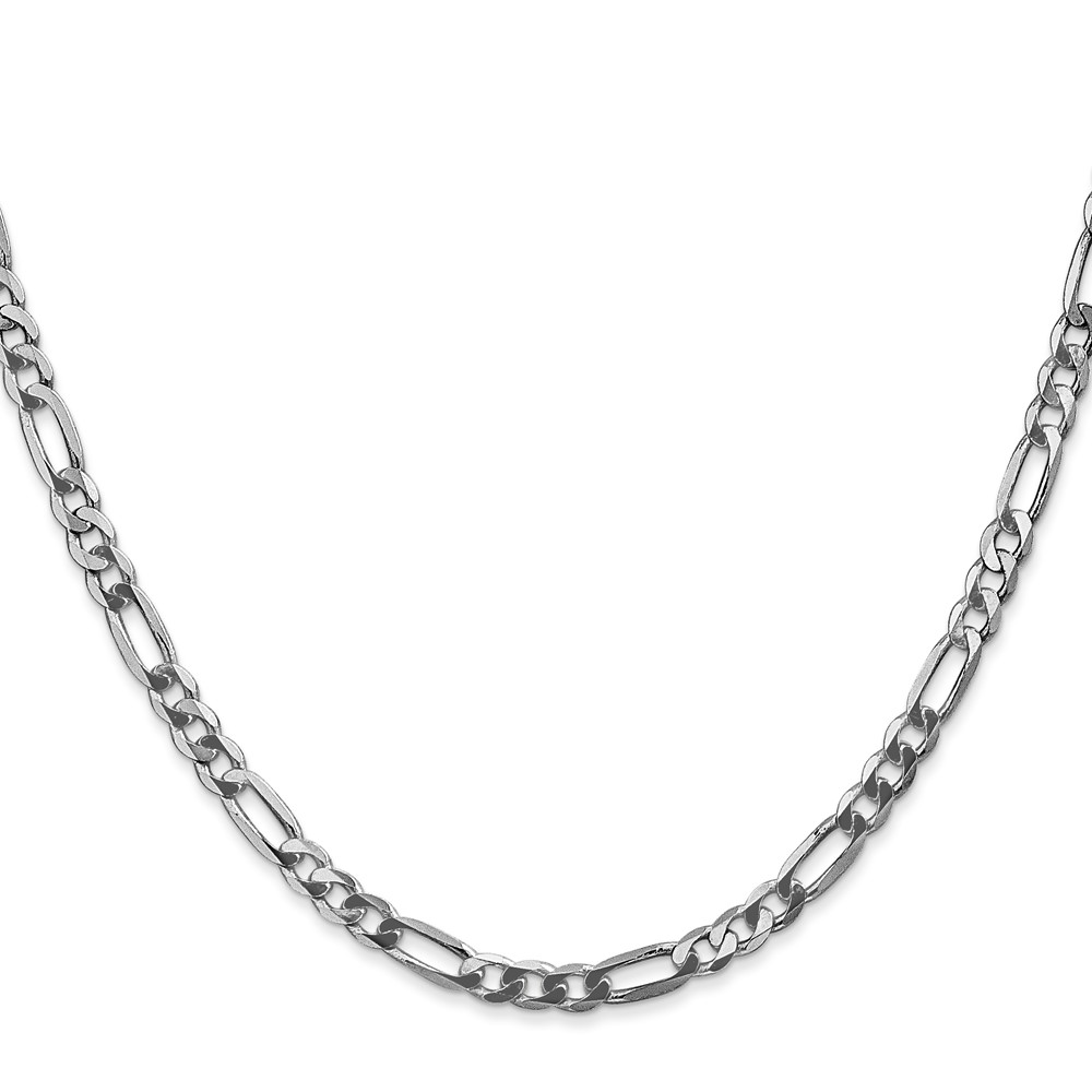 14K White Gold 26 inch 4mm Flat Figaro with Lobster Clasp Chain (WFIG100-26)