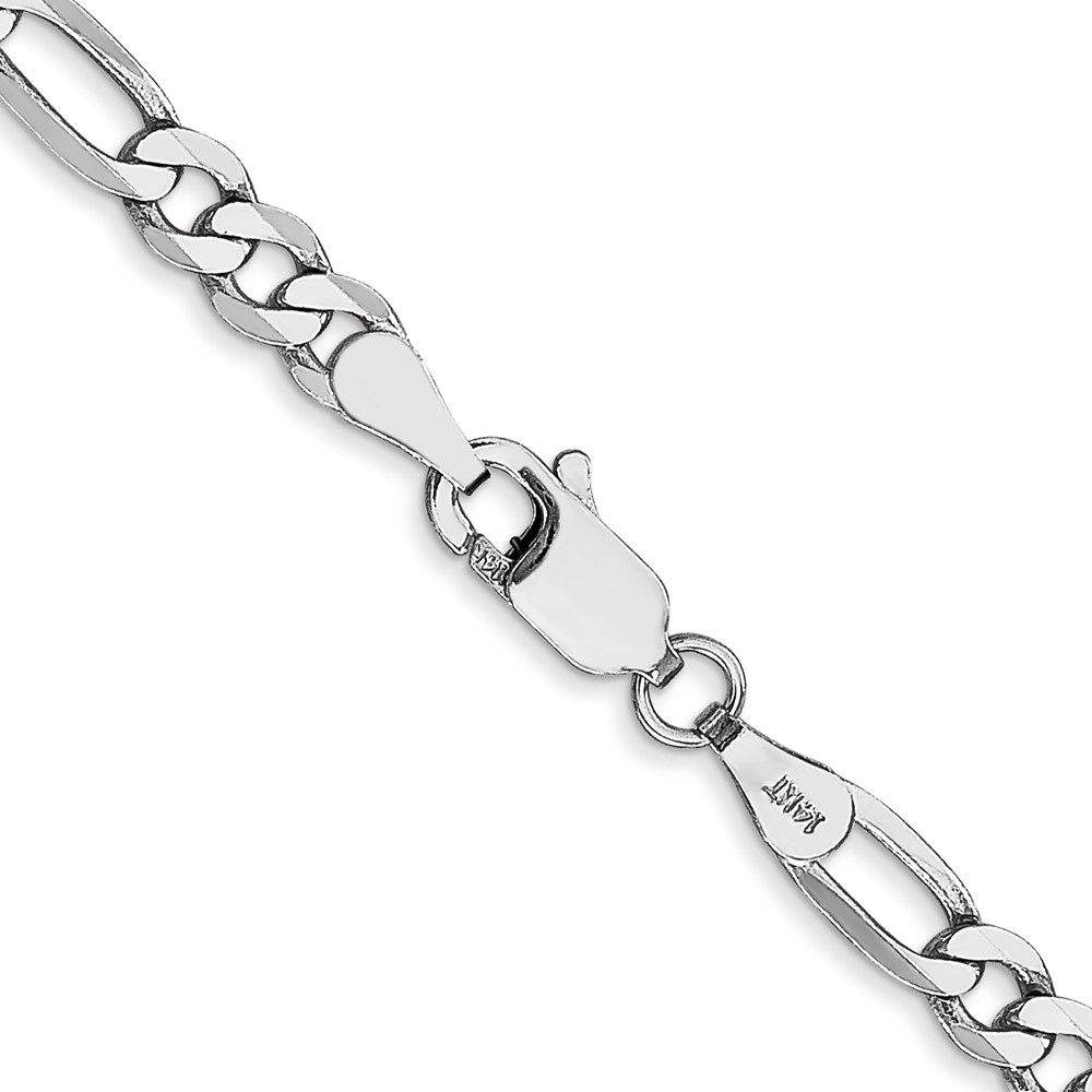 14K White Gold 26 inch 4mm Flat Figaro with Lobster Clasp Chain (WFIG100-26)