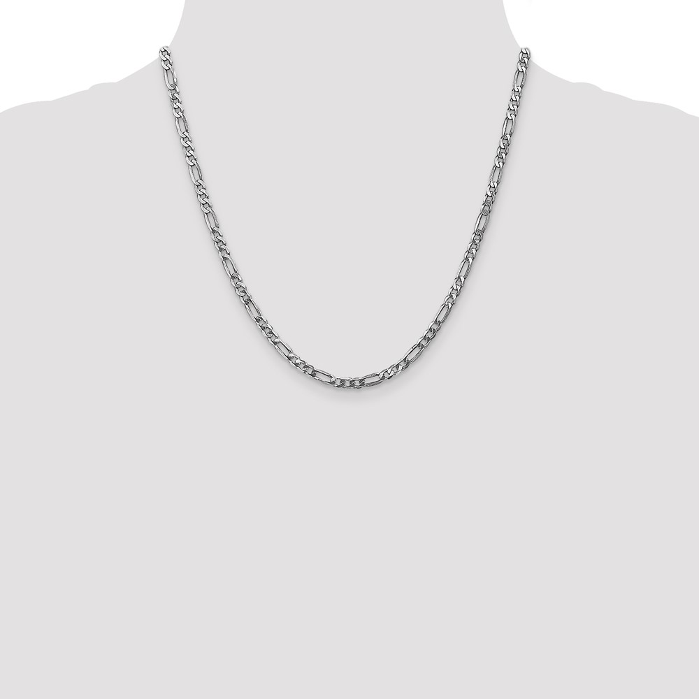14K White Gold 20 inch 4mm Flat Figaro with Lobster Clasp Chain (WFIG100-20)
