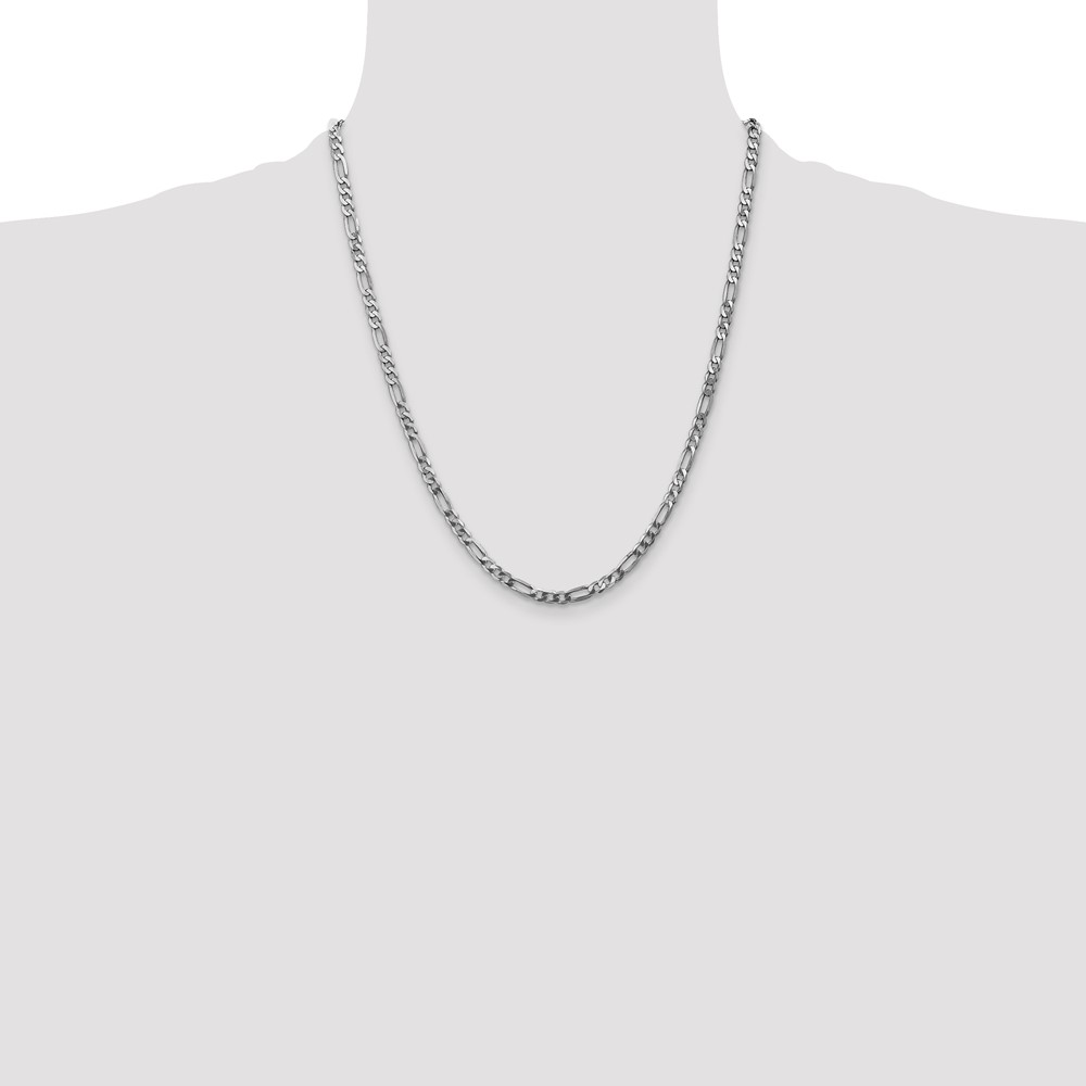14K White Gold 22 inch 4mm Flat Figaro with Lobster Clasp Chain (WFIG100-22)