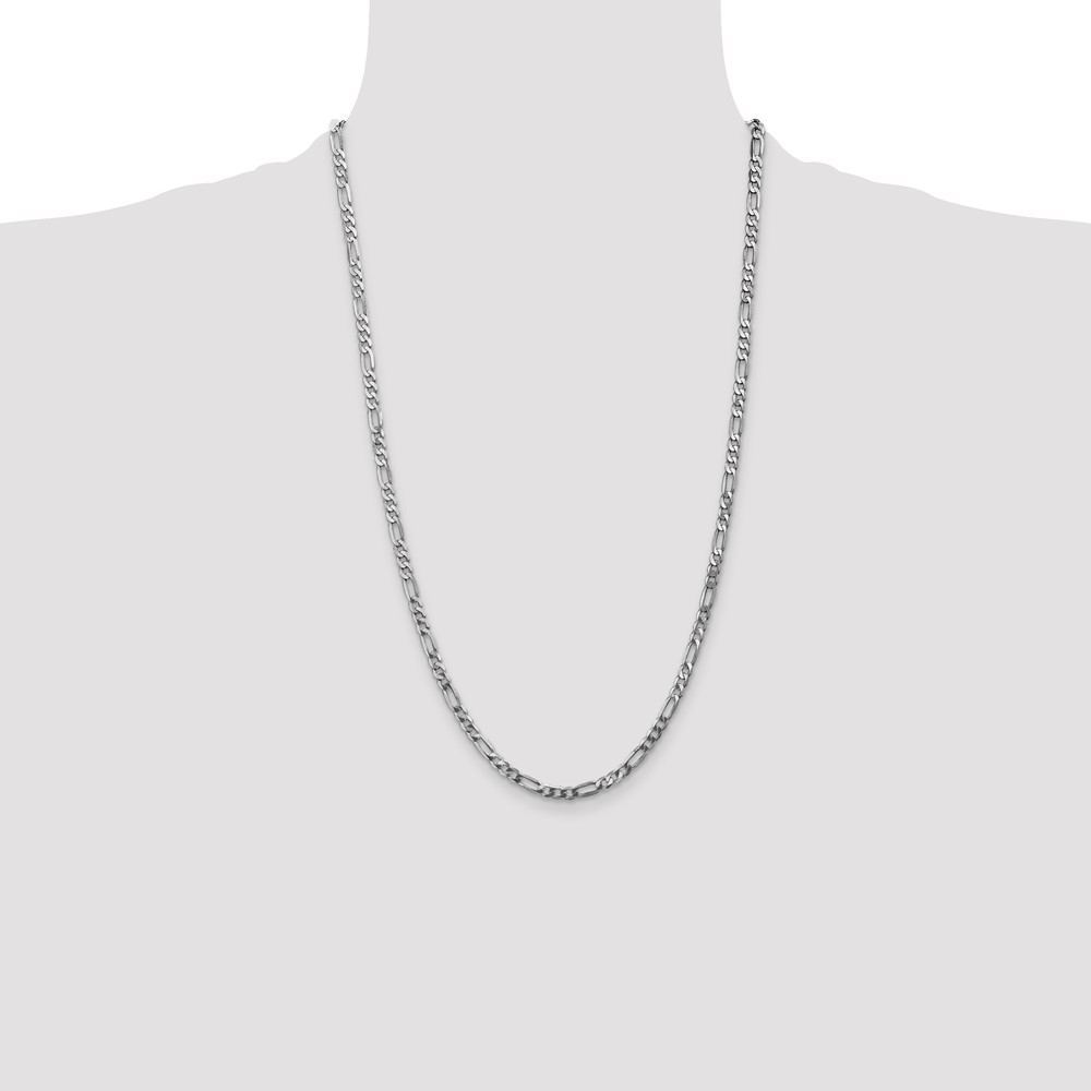 14K White Gold 26 inch 4mm Flat Figaro with Lobster Clasp Chain (WFIG100-26)