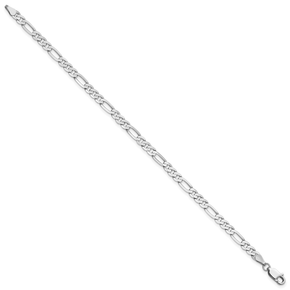 14K White Gold 8 inch 4mm Flat Figaro with Lobster Clasp Bracelet (WFIG100-8)