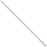 14K White Gold 4mm Flat Figaro Bracelet with Lobster Clasp, 7" view 2