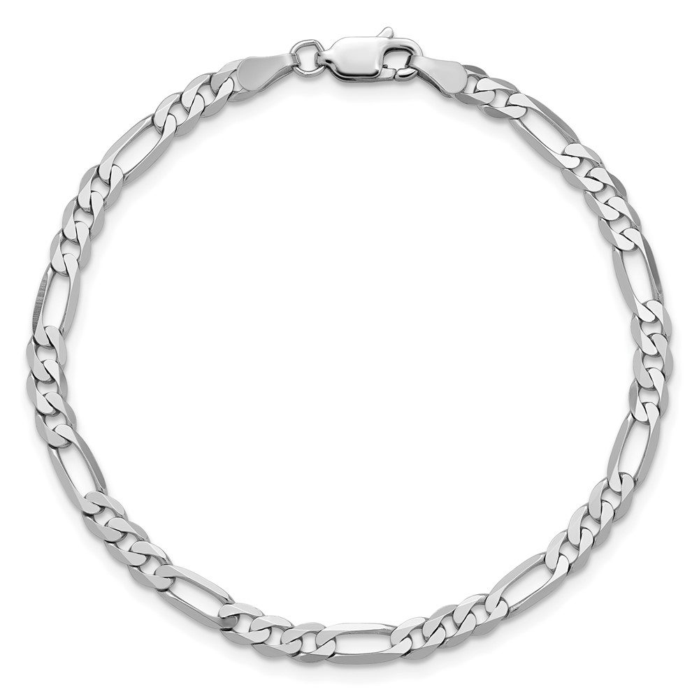 14K White Gold 8 inch 4mm Flat Figaro with Lobster Clasp Bracelet (WFIG100-8)