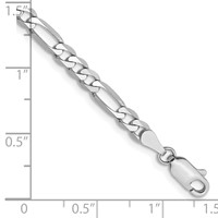 14K White Gold 4mm Flat Figaro Bracelet with Lobster Clasp, 7" view 3