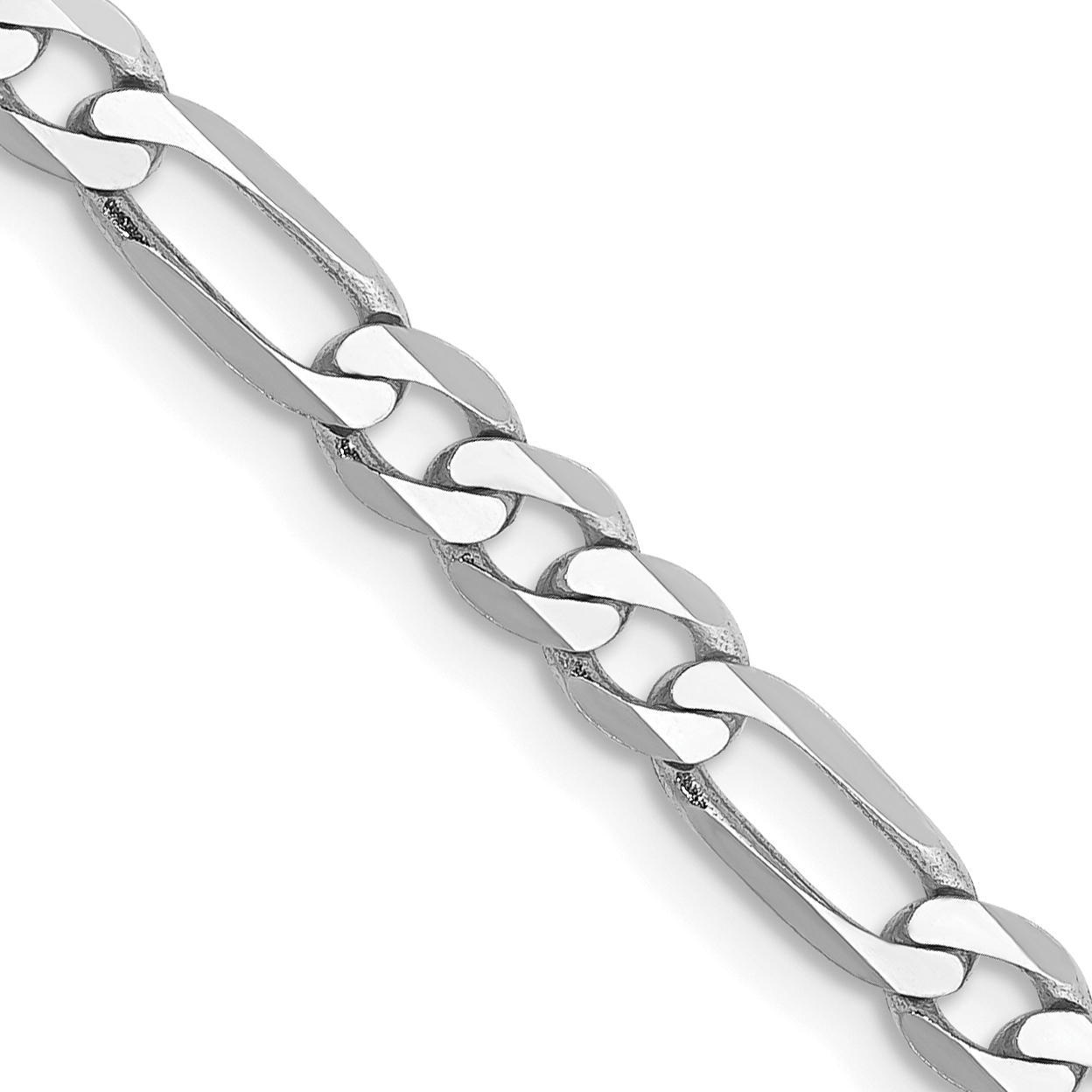 14K White Gold 26 inch 4mm Flat Figaro with Lobster Clasp Chain (WFIG100-26)