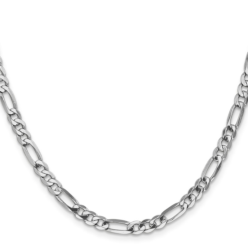 14K White Gold 22 inch 4.5mm Flat Figaro with Lobster Clasp Chain