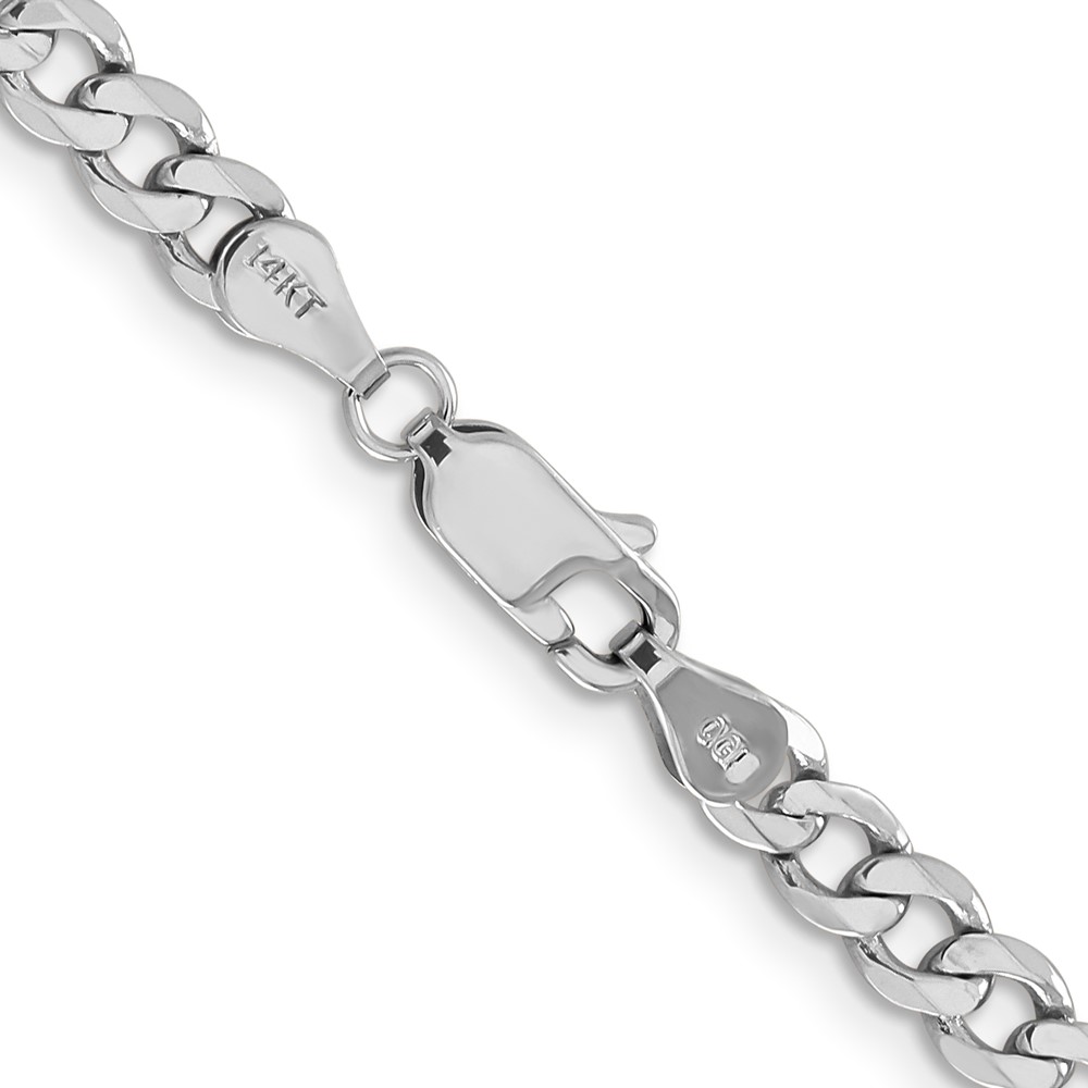 14K White Gold 26 inch 4.5mm Flat Figaro with Lobster Clasp Chain (WFIG120-26)