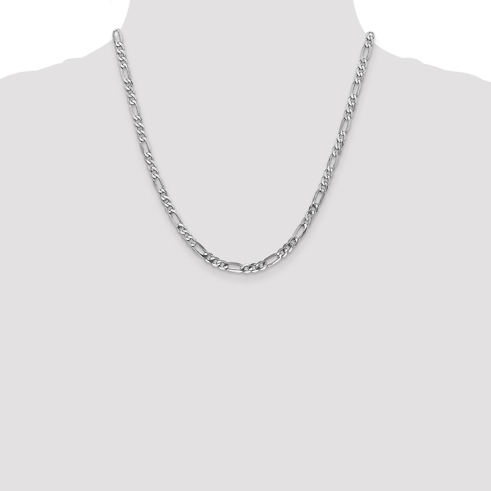 14K White Gold 20 inch 4.5mm Flat Figaro with Lobster Clasp Chain (WFIG120-20)