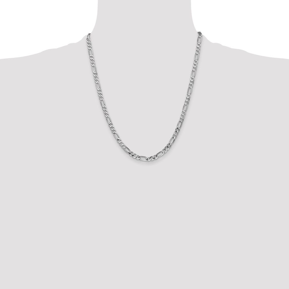 14K White Gold 22 inch 4.5mm Flat Figaro with Lobster Clasp Chain (WFIG120-22)