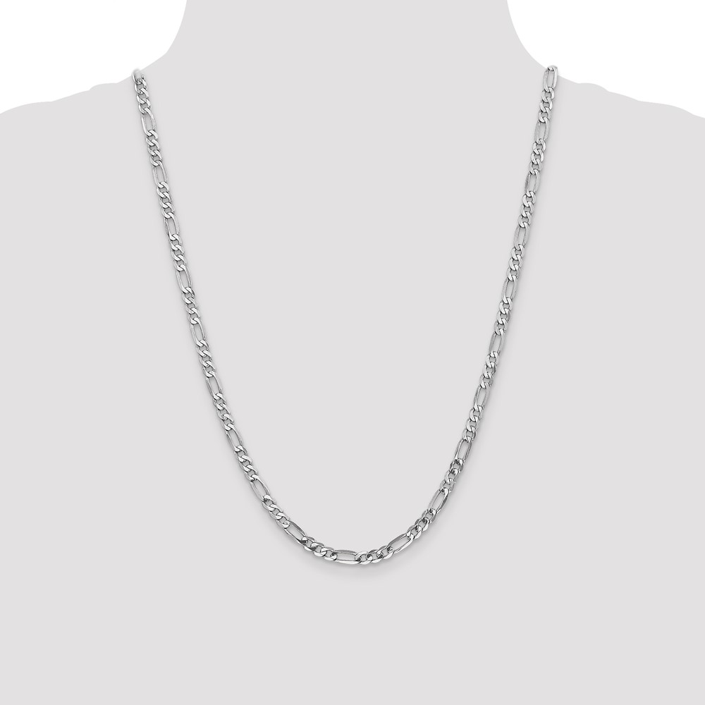14K White Gold 24 inch 4.5mm Flat Figaro with Lobster Clasp Chain (WFIG120-24)