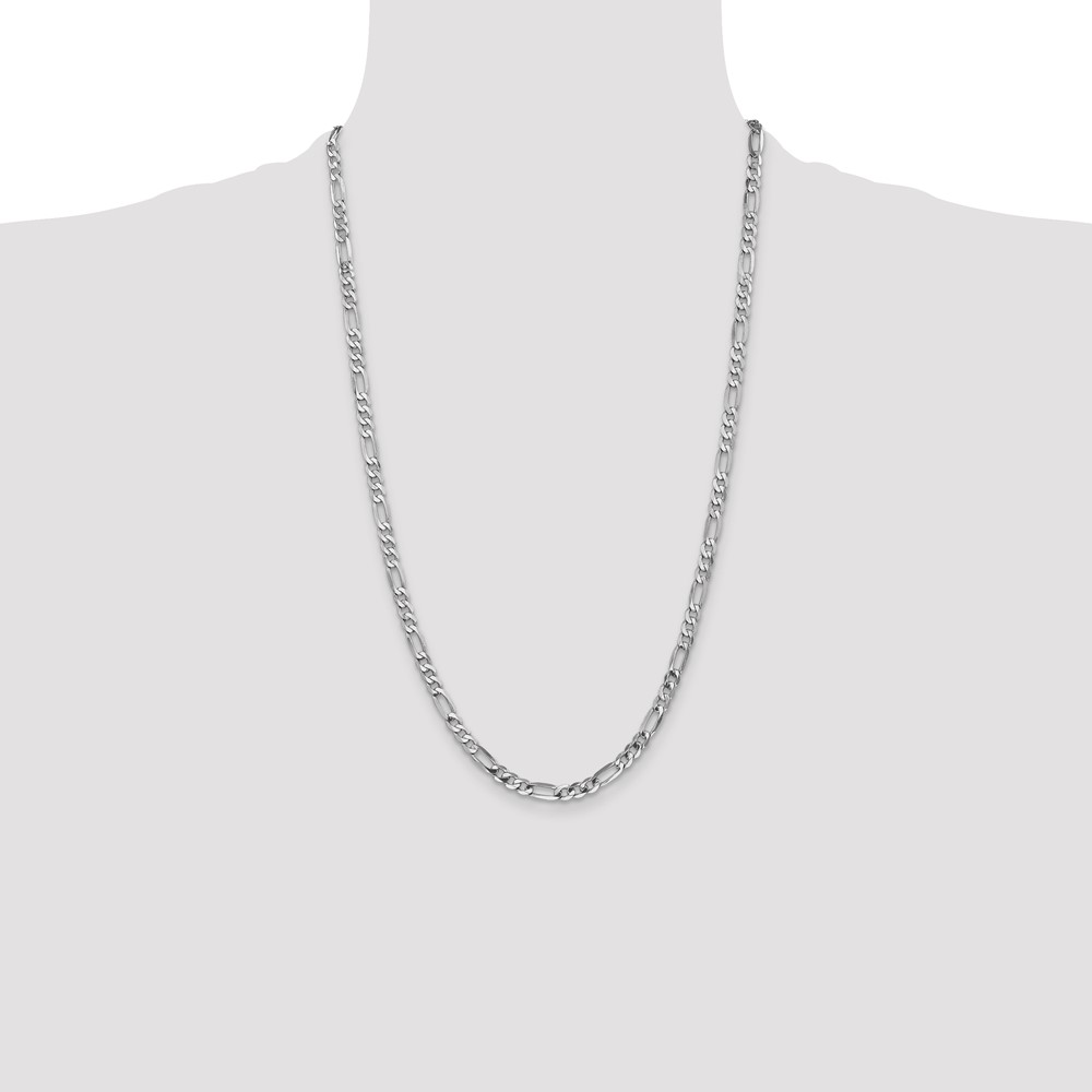 14K White Gold 26 inch 4.5mm Flat Figaro with Lobster Clasp Chain (WFIG120-26)