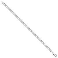 14K White Gold 4.5mm Flat Figaro Bracelet with Lobster Clasp, 7" view 2