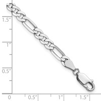 14K White Gold 4.5mm Flat Figaro Bracelet with Lobster Clasp, 7" view 3