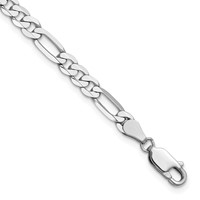 14K White Gold 4.5mm Flat Figaro Bracelet with Lobster Clasp, 7" view 1