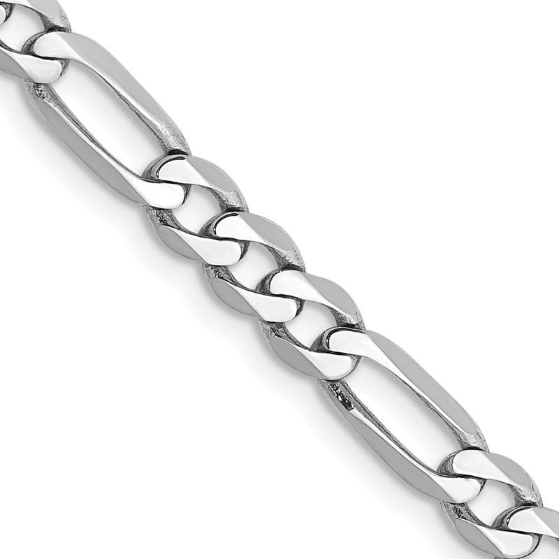 14K White Gold 22 inch 4.5mm Flat Figaro with Lobster Clasp Chain