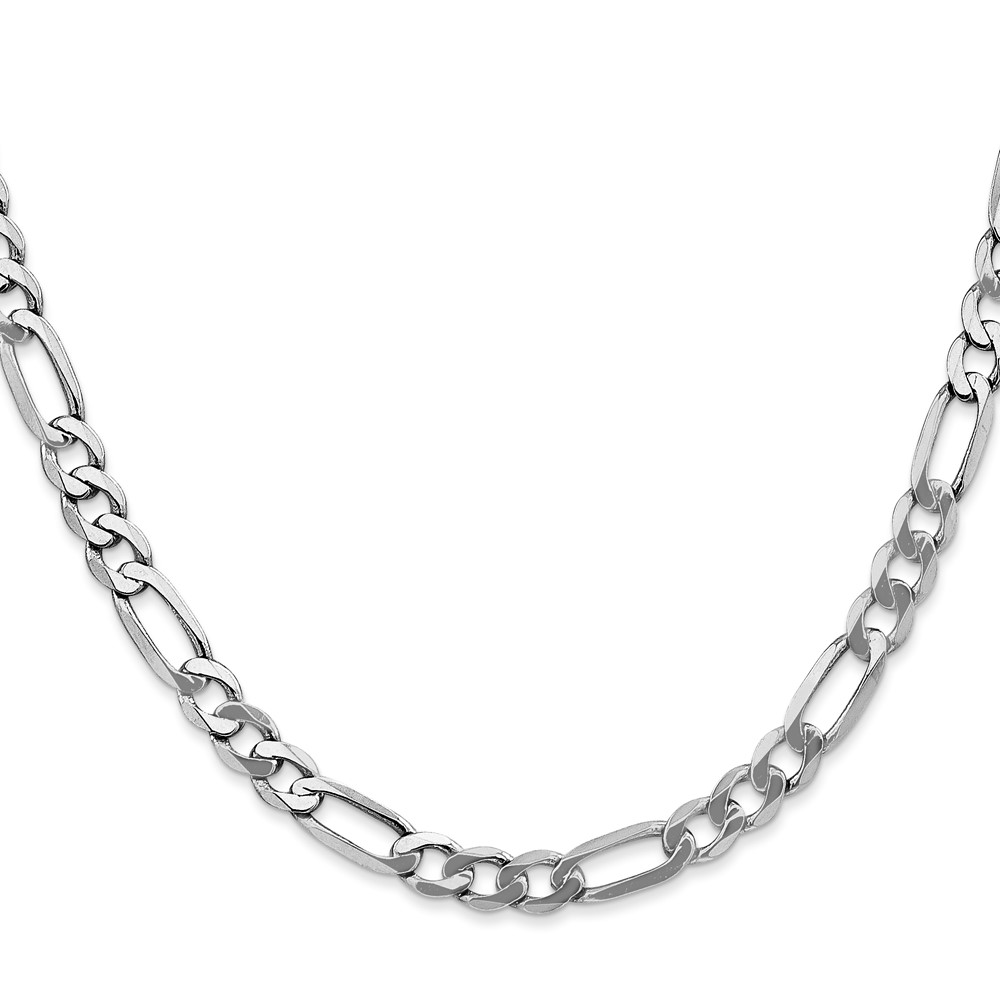 14K White Gold 26 inch 5.5mm Flat Figaro with Lobster Clasp Chain (WFIG140-26)