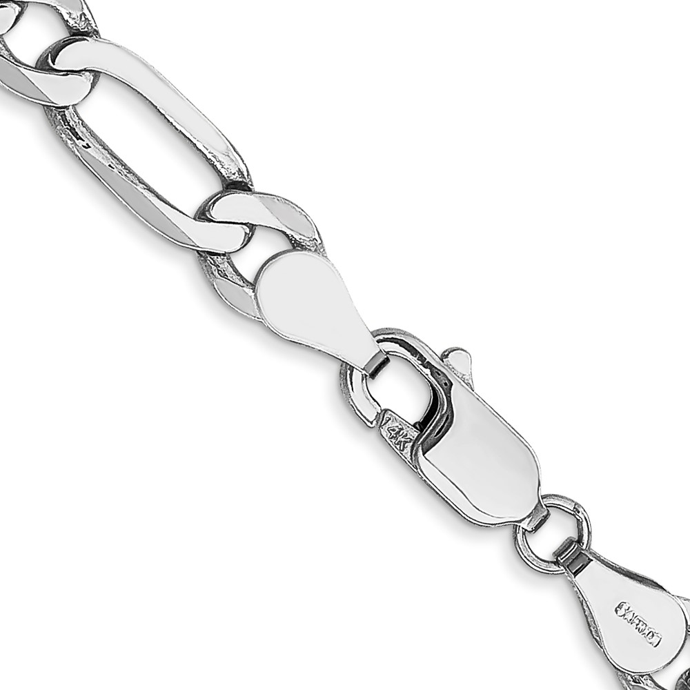 14K White Gold 26 inch 5.5mm Flat Figaro with Lobster Clasp Chain (WFIG140-26)