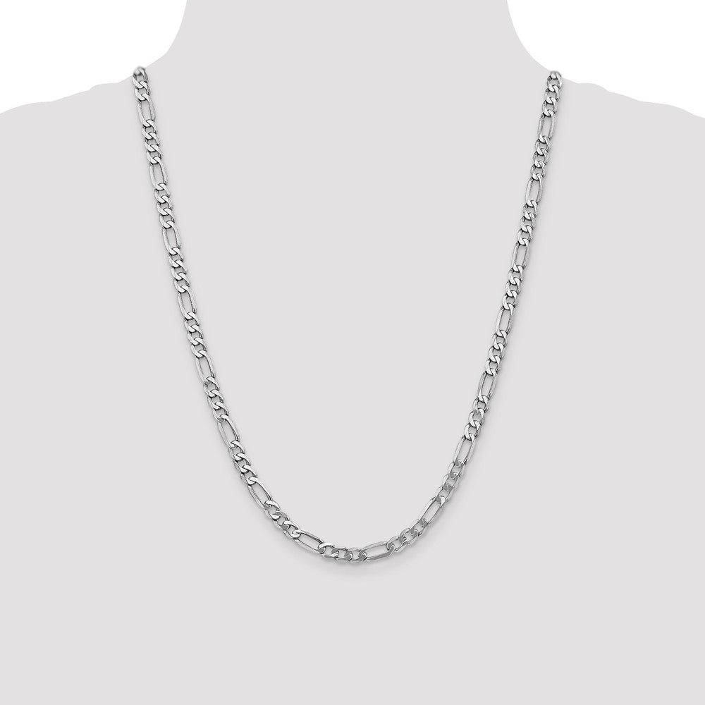 14K White Gold 24 inch 5.5mm Flat Figaro with Lobster Clasp Chain (WFIG140-24)