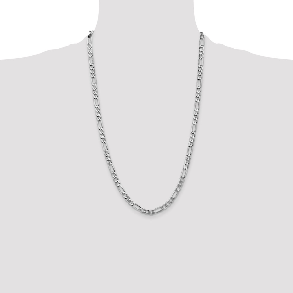 14K White Gold 26 inch 5.5mm Flat Figaro with Lobster Clasp Chain (WFIG140-26)
