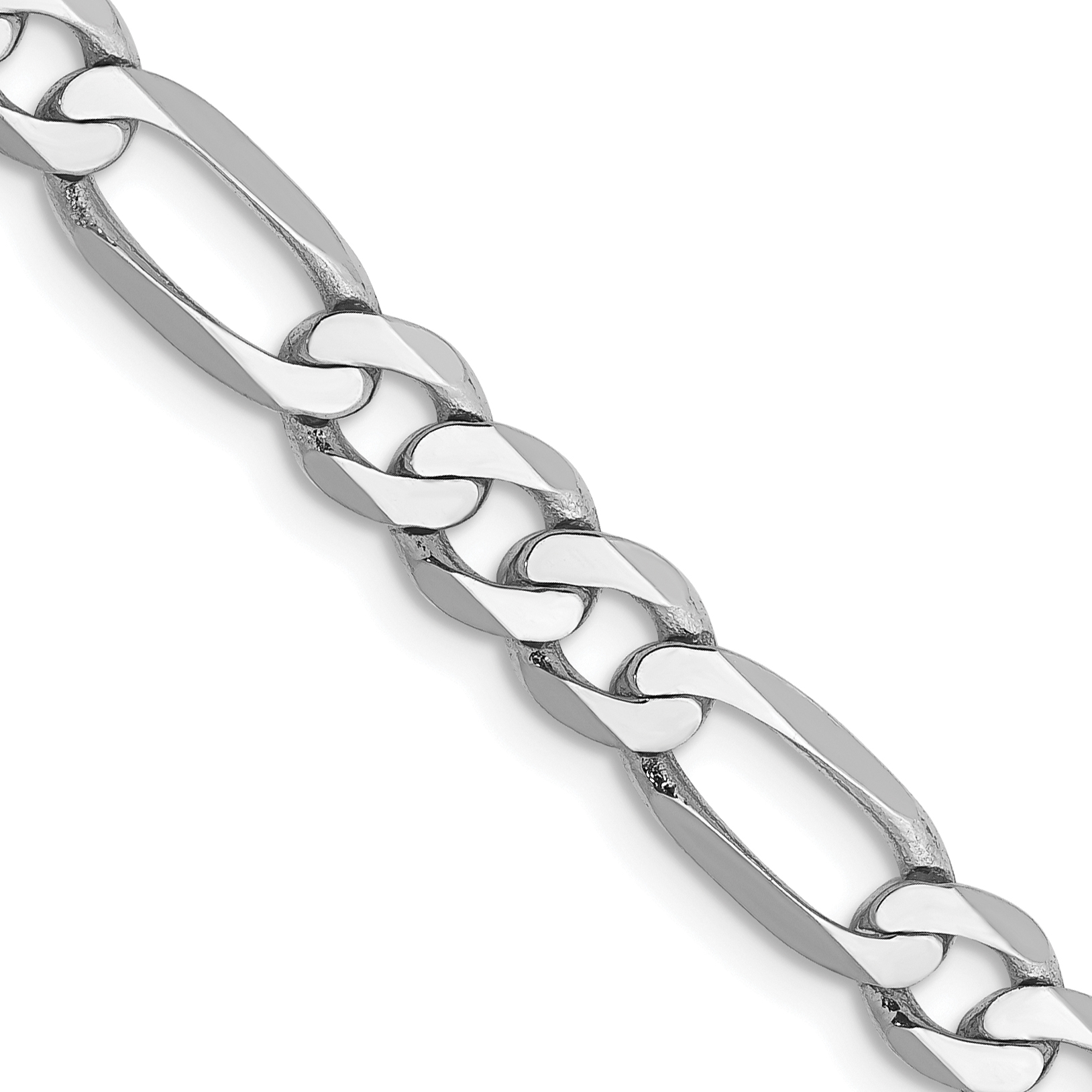 14K White Gold 26 inch 5.5mm Flat Figaro with Lobster Clasp Chain (WFIG140-26)