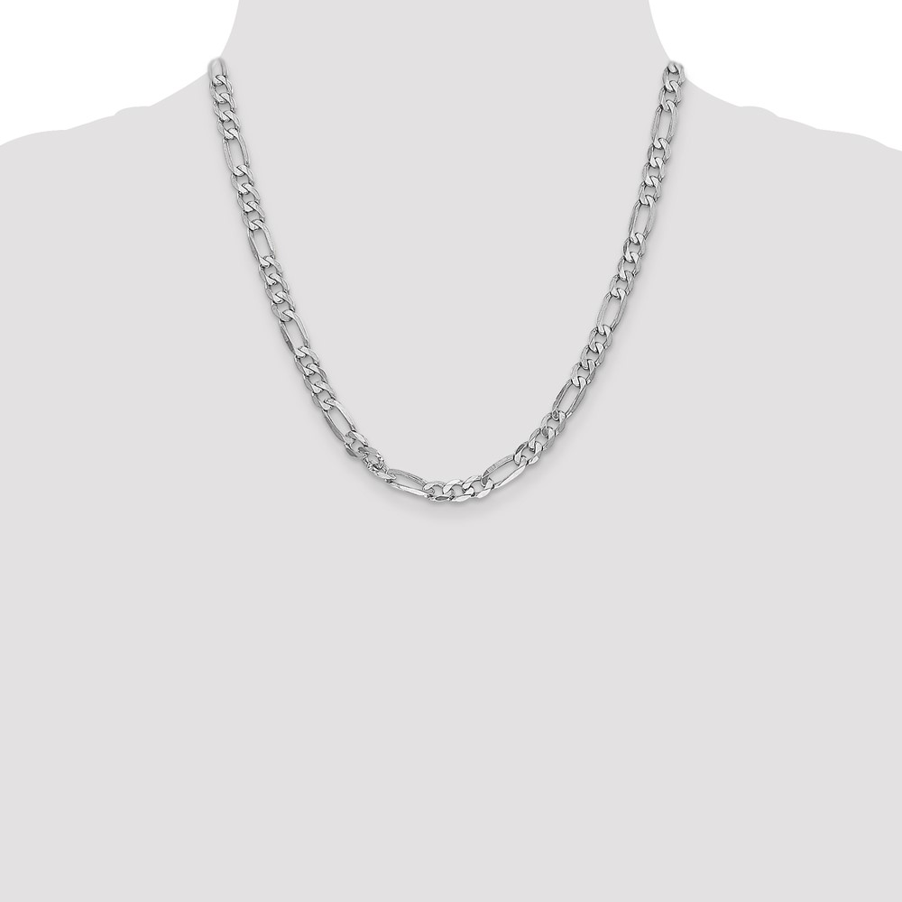 14K White Gold 20 inch 6mm Flat Figaro with Lobster Clasp Chain (WFIG160-20)