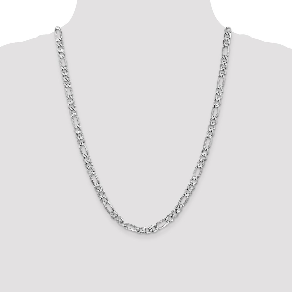 14K White Gold 24 inch 6mm Flat Figaro with Lobster Clasp Chain (WFIG160-24)