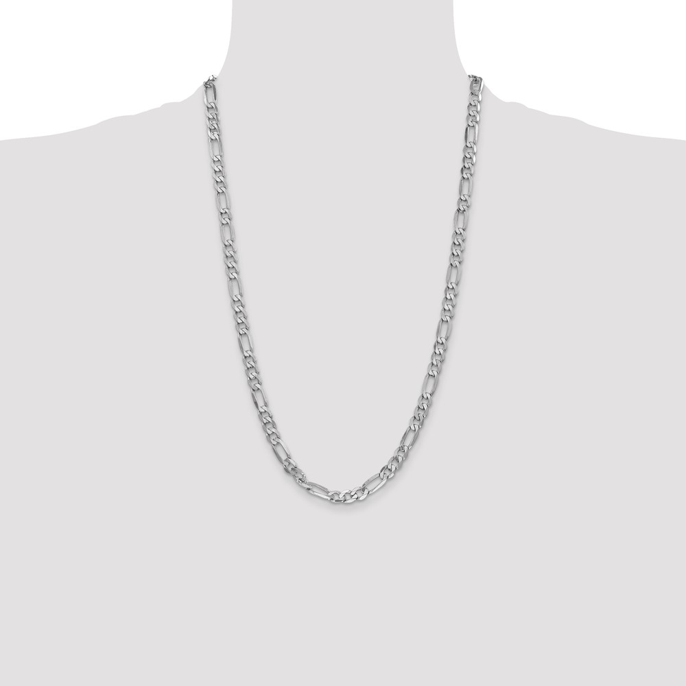 14K White Gold 26 inch 6mm Flat Figaro with Lobster Clasp Chain (WFIG160-26)