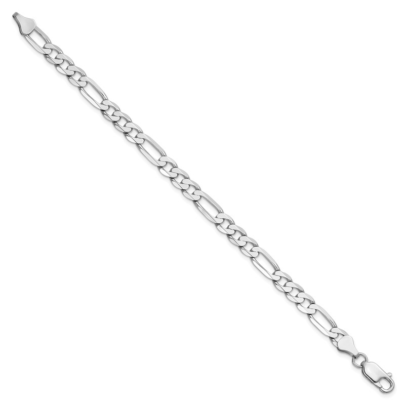 14K White Gold 9 inch 6mm Flat Figaro with Lobster Clasp Chain
