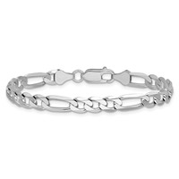 14K White Gold 6mm Flat Figaro Bracelet with Lobster Clasp, 7" view 4