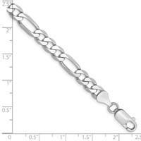 14K White Gold 6mm Flat Figaro Bracelet with Lobster Clasp, 7" view 3